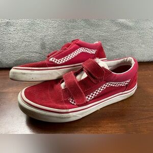 Vans Old Skool Skate Shoes WOMENS Red Checker Sneakers JUNIORS 5.5 Hook & Loop